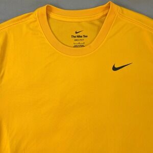 NIKE Dri Fit T Shirt Men's Large Yellow Athletic Performance Tee Train Running
